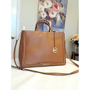 Michael Kors Jessie Brown Large Tote Leather Handbag w/ strap